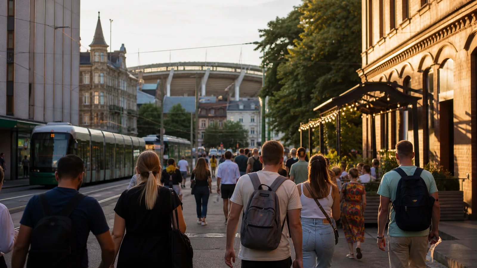 Budgetresenärer i centrala Göteborg under en evenemangsvecka i augusti